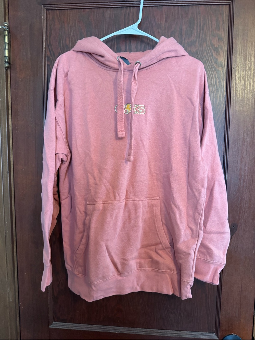 Chicks in the Office coral hoodie
